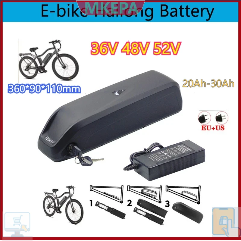 Ebike Battery 48V 20Ah Hailong - 🔋 36-48-52V モーター電動マウンテンバイク Hailong バッテリー BMS