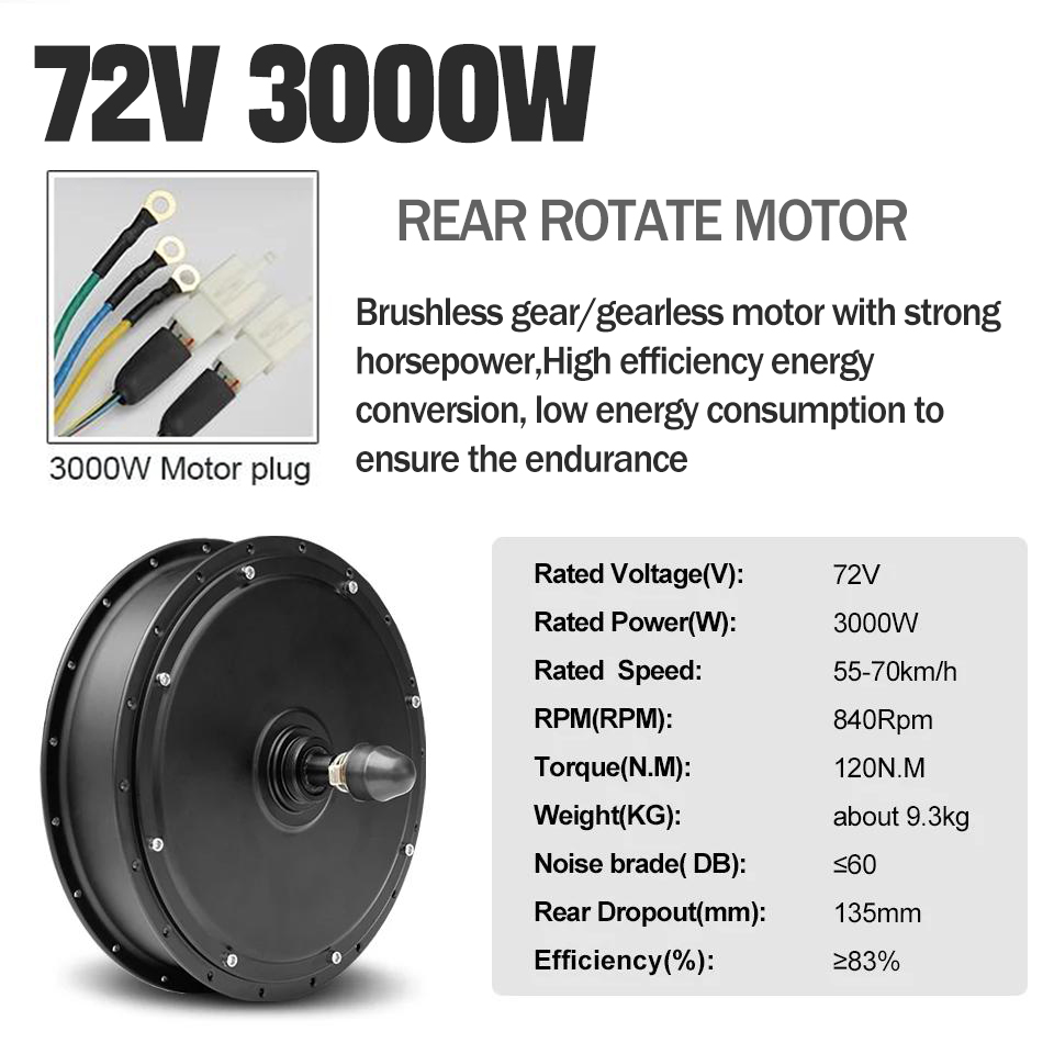 Ebike Conversion Kit 72V 3000W - 72V 3000W Eバイク変換キット MTX39 トリモード80Aコントローラー S966ディスプレイ