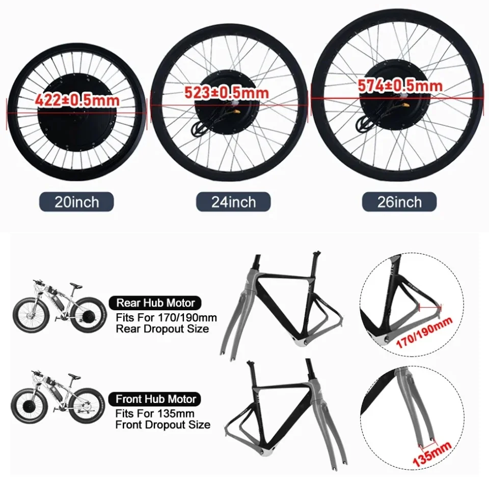 72V 3000W スノーバイク変換キット、20インチ/26 - Ebike Conversion Kit 72V 3000W のレビューと価格