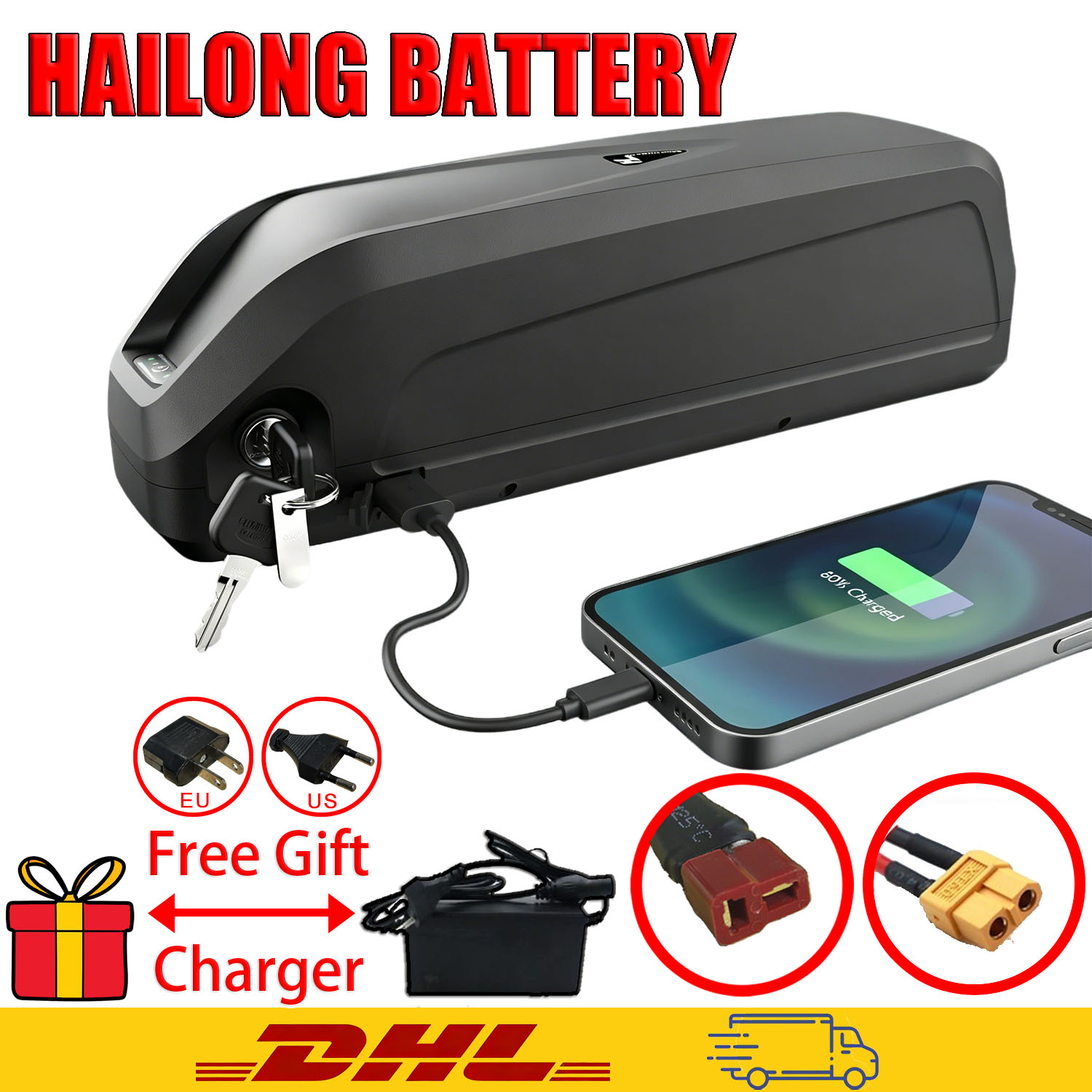 新しい Hailong 電動自転車バッテリーパック 1865 - Ebike Battery 48V 20Ah Hailong のレビューと価格